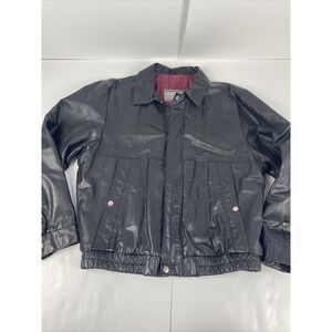 Vintage OAKTON LIMITED Flight Bomber Leather Jacket‎ Size Large Regular Black